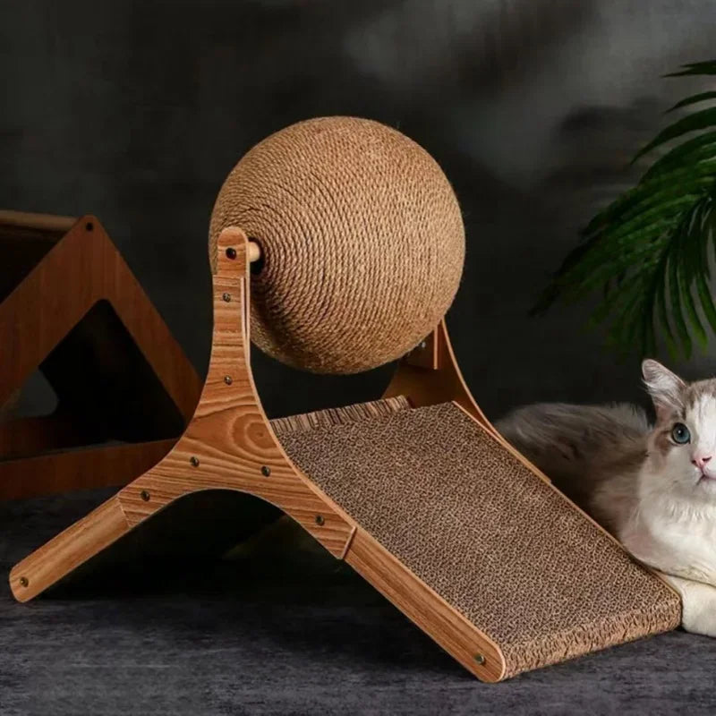 Wooden Cat Scratching Ball 2 In 1